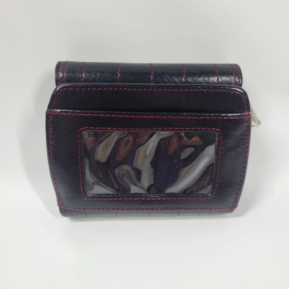 Brighton 3D Red Hearts Black Leather Wallet Y2K